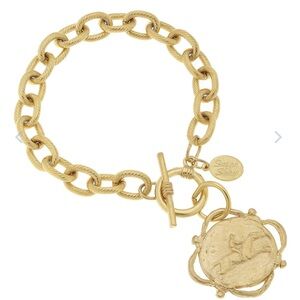 Equestrian Sophisticated Gold Bracelet with Medallion Charm